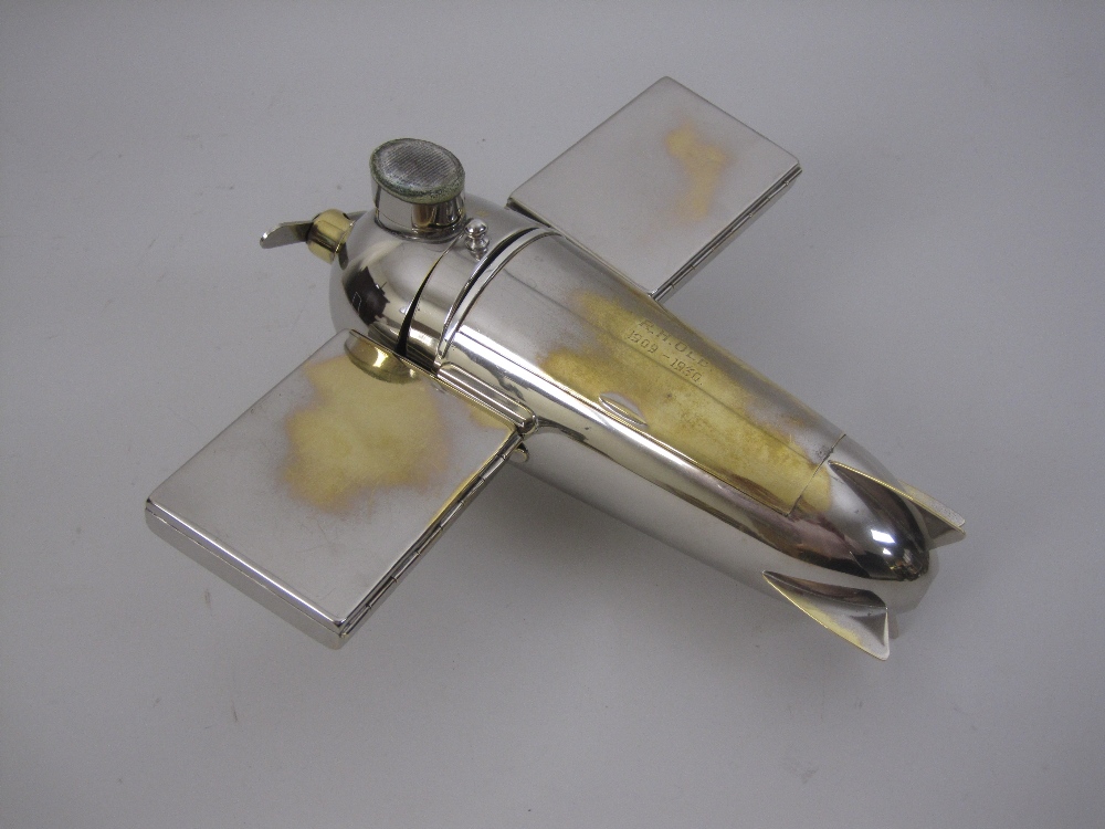 An unusual electroplated Novelty Aeroplane Smoker's Set, with match compartment and striker, - Image 11 of 11