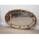 A 19th Century gilt oval Wall Mirror with reeded out edge and beaded inner moulding, 3ft 6in