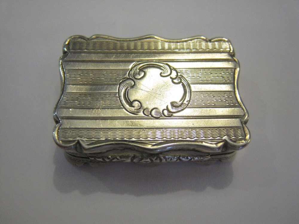 A Victorian silver rectangular Vinaigrette with vacant cartouche and scroll pierced grille, - Image 2 of 3