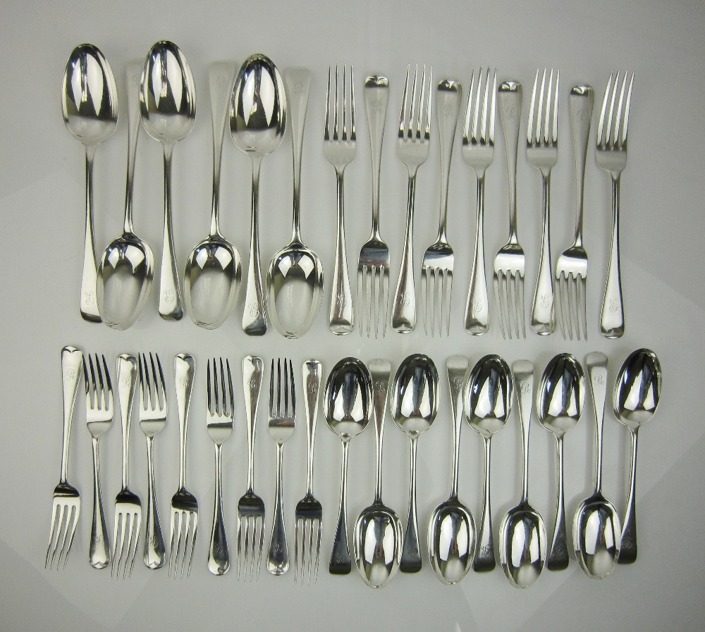 A Canteen of Elizabeth II silver Hanovarian pattern Flatware, Sheffield 1967 Cooper Bros & Sons,