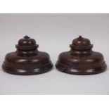 A pair of yew wood Bookends of semi-circular form, 5in H