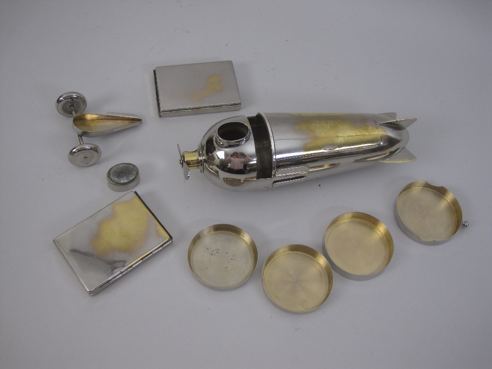 An unusual electroplated Novelty Aeroplane Smoker's Set, with match compartment and striker, - Image 5 of 11