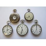 A silver cased half hunter Pocket Watch, the white enamel dial with roman numerals and subsidiary