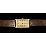 Rolex. An 18ct gold rectangular cased Wristwatch, Ref.757, case no. 38887, Glasgow import marks