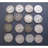 Silver Crowns, George III (date worn), Victoria 1889 x 4, 1890, 1891, 1893 LVI, 1895 LIX, 1897 x
