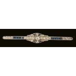 A Diamond and Sapphire Brooch millegrain-set old-cut diamonds and calibre-cut sapphires to