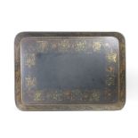 A large 19th Century black lacquered Tray decorated flowers and with gilt detail, 2ft 8in W