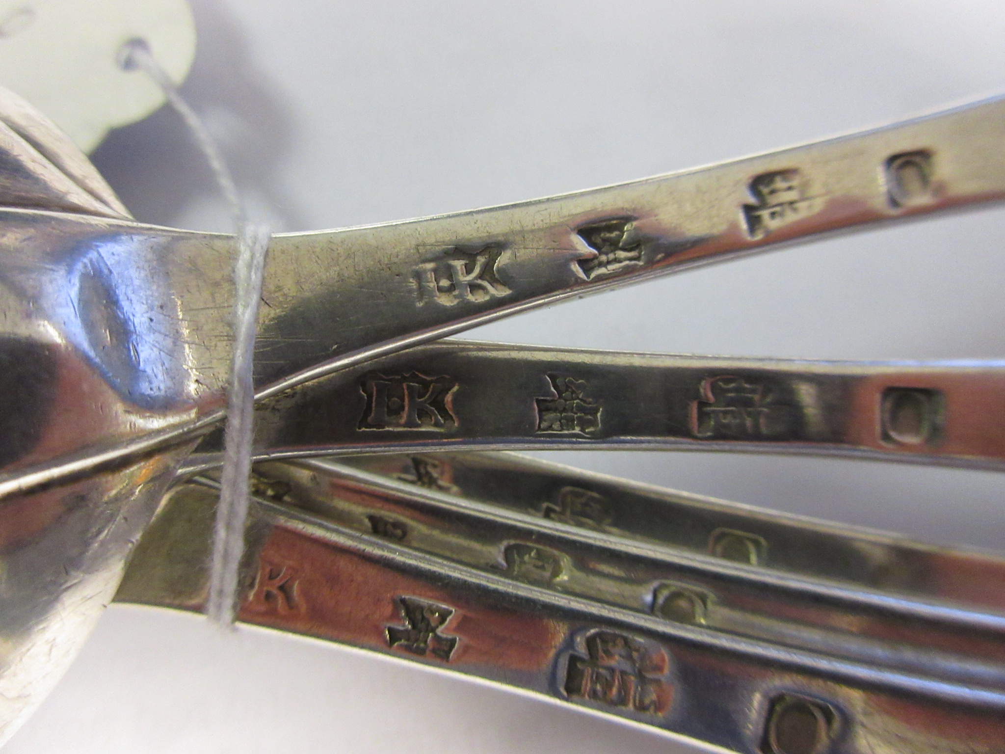 Five George II Scottish silver Table Spoons Hanoverian pattern, engraved initials, Edinburgh 1743, - Image 3 of 4