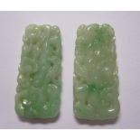 Two small rectangular carved Jade Counters
