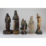 Five Philippines/Spanish Colonial Santos, including two St Joseph, the Madonna and Child, St