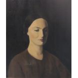 ‡JACOB KRAMER LG (1892-1962)Portrait of Annie Robertsonquarter-length, wearing a brown