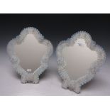 A pair of Venetian glass Table Mirrors with shaped opalescent frames with applied flower heads 13