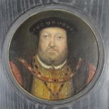 AFTER HANS HOLBEIN (1497-1543)Portrait of King Henry VIII, quarter-lengthoil on panel, circular5 1/2