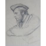 FRANCIS HELPS RBA NPS (1890-1972)Portrait sketch of a Serviceman in the Homeguard signed and