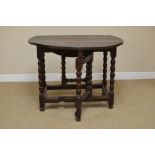 A late 17th Century oak circular Gate-leg Table on bobbin turned supports united by square