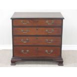 A George III mahogany Chest of four long graduated drawers on ogee bracket feet, 2ft 9in