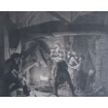 AFTER JOSEPH WRIGHT OF DERBY (1734-1797)A Blacksmith's Forgemezzotint engraving by Richard Earlom,