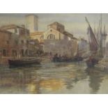 ATTRIBUTED TO JOHN TERRICK WILLIAMS R.A. (1860-1936) A Quayside Market, Venicewatercolour11 1/4 x 14