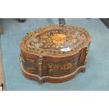 A 19th Century floral marquetry inlaid rosewood Louis XV style table top Jardinere, shaped oval