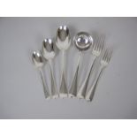 A Set of Edward VII silver Cutlery for ten places, Hanoverian pattern with rat tail bowls engraved