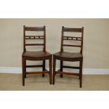 A Set of six 19th Century Country Dining Chairs in elm, fruitwood, etc, horizontal rail backs with