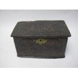 A small 18th Century oak chip carved Box with rosette design and dated 1729, 8 1/4in