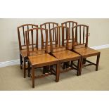 A set of six early 19th Century fruitwood Dining Chairs with reeded vertical rail backs, solid seats