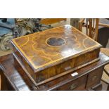 An 18th Century oyster laburnum and sycamore inlaid Lace Box, the rectangular moulded lid above