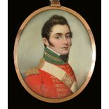 ATTRIBUTED TO JOHN COMERFORD (1770-1832)Portrait miniature of an Officer of the 49th Hertfordshire