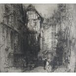 HEDLEY FITTON (1857-1929)Rue St. Romain, Rouenoriginal etching, first statepencil signed in the