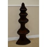 An antique oak five tier Corner Shelf with shaped sides, 3ft 9in