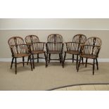 Five 19th Century near matching Windsor Armchairs in ash and elm, etc, with pierced splat and