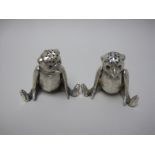 A pair of Edward VII silver Teddy Bear Pepperettes, Birmingham 1909