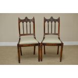 Six Victorian rosewood Parlour Chairs with satinwood swag inlay and stringing, shaped top rails with