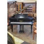 A Bluthner Grand Piano, Aliquot model, in ebonised case with square tapering legs, 6ft 3in L