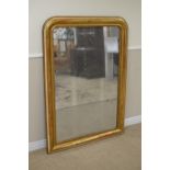 A 19th Century gilt framed Mirror with plain frame surrounding beaded frieze, 4ft 8in x 3ft 4in