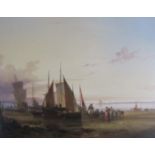 CIRCLE OF WILLIAM SHAYER (1787-1879)A Harbour view with fisherfolk on a Shoreoil on panel14 1/2 x 17