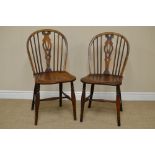 Pair of 19th Century Windsor Single Chairs in ash, elm, etc, pierced splat and stick backs, on