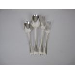 A Set of Edward VII silver Cutlery for eight places, Hanoverian with rat tail bowls engraved fox