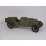 A C.I.J P2 Alfa Romeo tinplate Racing Car in green livery, heavily worn with surface oxidisation and