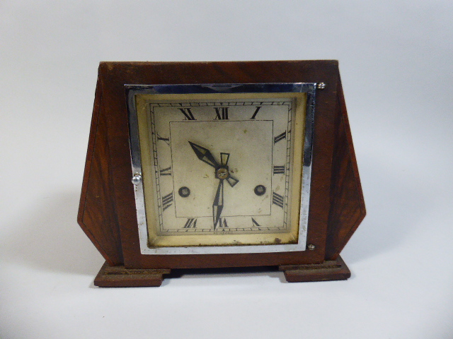 An Art Deco Walnut Mantle Clock,