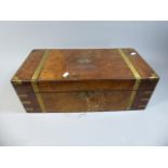 A 19th Century Brass Mounted Burr Walnut Writing Slope with Fitted Interior and Secret Compartment,