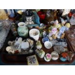 A Tray of Figural, Animal and Bird Ornaments, A Painted Oriental Snuff Bottle, Crested China,