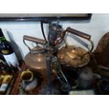 A Tray of Metal Wares to Include Copper Kettles, Silver Plated Coffee Pot,