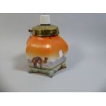 An Edwardian Coloured Opaque Glass Hexagonal Light Shade Decorated with Camels and Desert Scenes,
