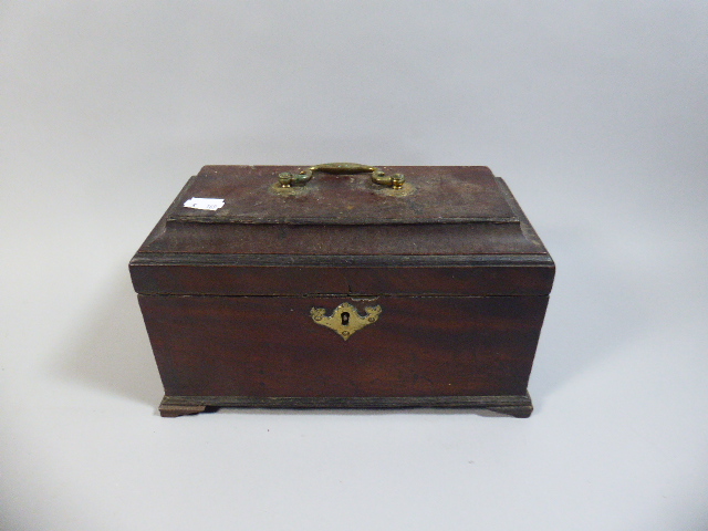 A Georgian Mahogany Tea Caddy Box, Missing One Back Bracket Foot,