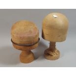 Two Wooden Wig or Bonnet Stands