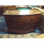 A Mahogany Bow Fronted Bedroom Chest of Three Long Drawers,