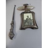 A Silver Mounted Button hook,