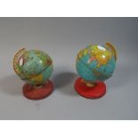 Two Vintage Tin Plate Children's Globes